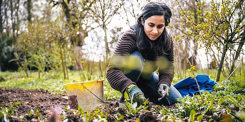 Gartenarbeit am Boden