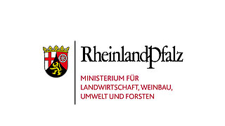 Das Logo von Rheinland-Pfalz mit Wappen und dem Namen des Ministeriums