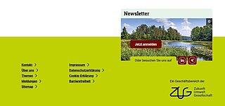 Die Fuß-Zeile der Startseite auf der KNK-Website