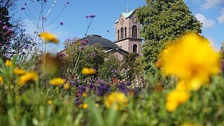 Stadtgrün, Blühwiese, Kirche